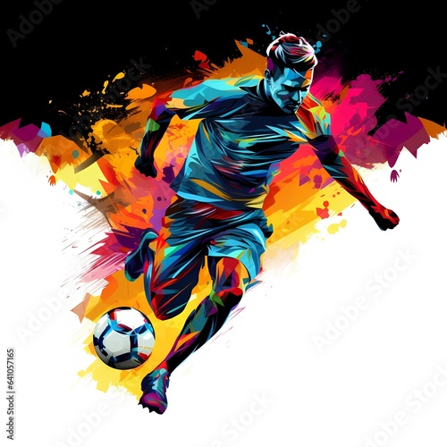 Generative AI of colorful football player silhouettes