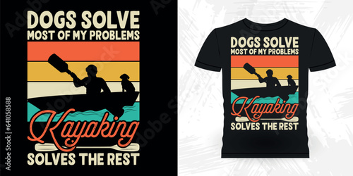 Funny Paddling Boat Retro Vintage Kayaking T-shirt Design