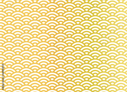 日本文様の和柄「青海波」金箔　背景素材