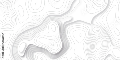 Topographic map background geographic line map with seamless ornament design. The black on white contours vector topography stylized height of the lines map.