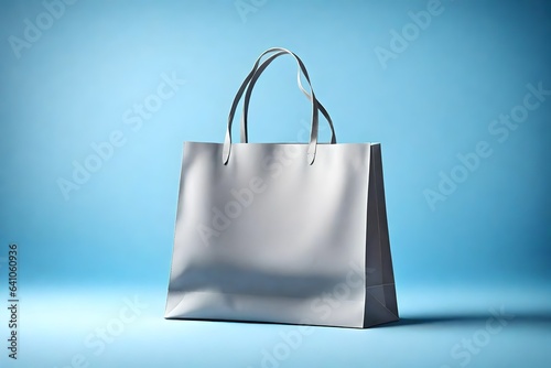 gray shopping bag on blue