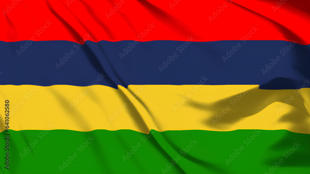 Obraz premium モーリシャスの国旗がはためいています。