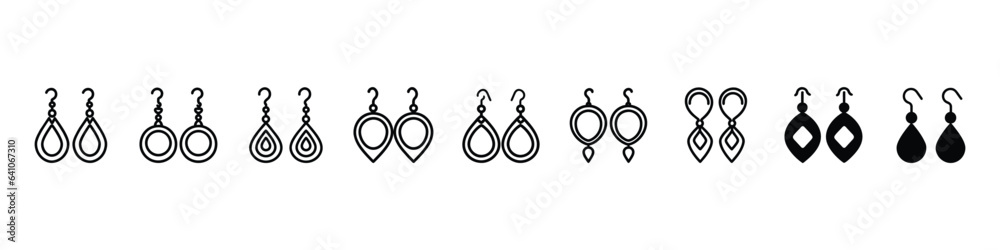 Earring outline vector icon. Thin line black earring icon, Drop Earrings icon. Simple element from Jewelry collection. Pearl earrings icon. pearl earrings vector icons, earrings icons or logo Earring outline vector icon. Thin line black earring icon, Drop Earrings icon. Simple element from Jewelry collection. Pearl earrings icon. pearl earrings vector icons, earrings icons or logo