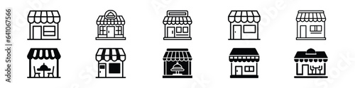 Fototapeta Naklejka Na Ścianę i Meble -  restaurant icon, Market shop line icon. restaurant icon set on the white background, restaurant icons set, Restaurant Icons Line table, store icon
