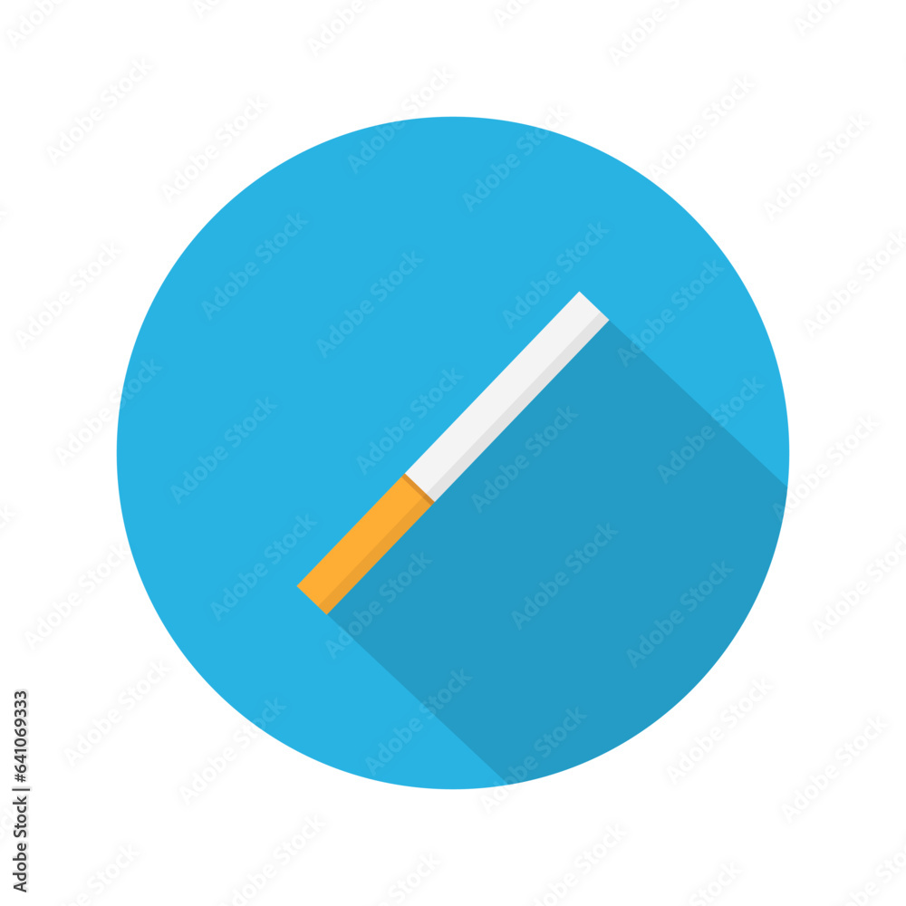Cigarette round icon with shadow flat illustration Cigarette round icon with shadow flat illustration