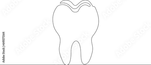 Continuous one single line drawn Tooth logo.Dentistry.The molar tooth.