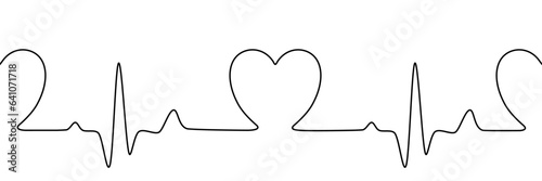 Continuous heartbeat graph seamless line. Minimal Vector Design.