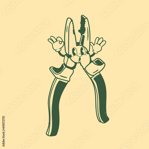 Vintage character design of pliers