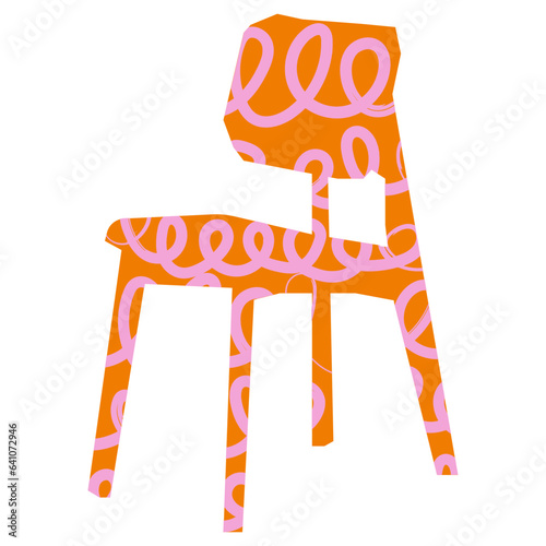 Chair silhouette with twisted line pattern