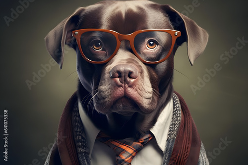 dog in hipster clothes Made with Generative AI