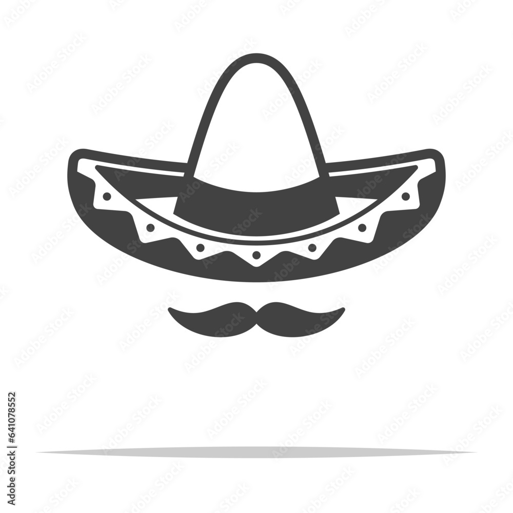 Sombrero hat and mustache icon transparent vector isolated Sombrero hat and mustache icon transparent vector isolated