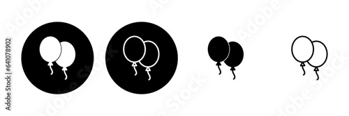 Balloon icon set. party balloon icon decoration birthday vector. Balloon black silhouette icon