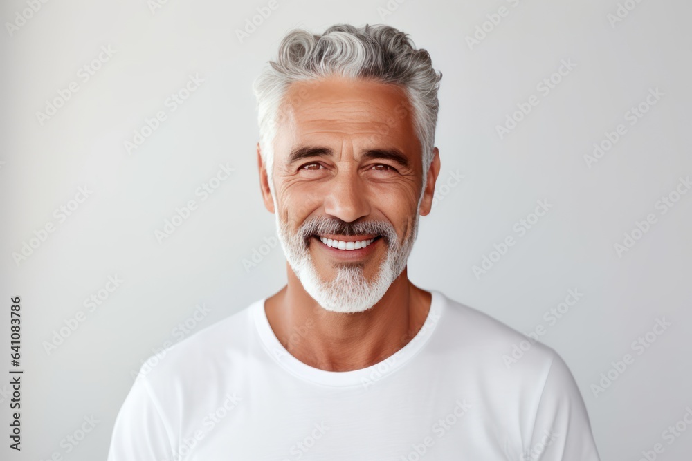 Handsome businessman 50s mid age elderly senior model man with grey ...