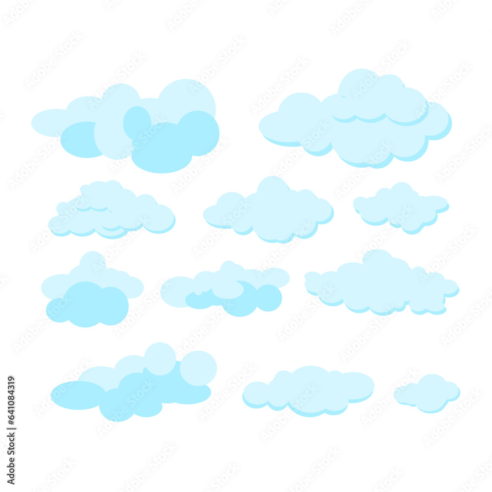 Vector cloud set, collection graphic illustration design.