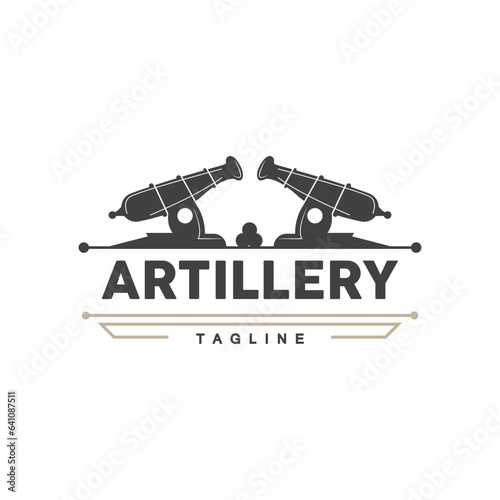 Cannon Logo, Army Artillery Weapon Design Vector Illustration Silhouette