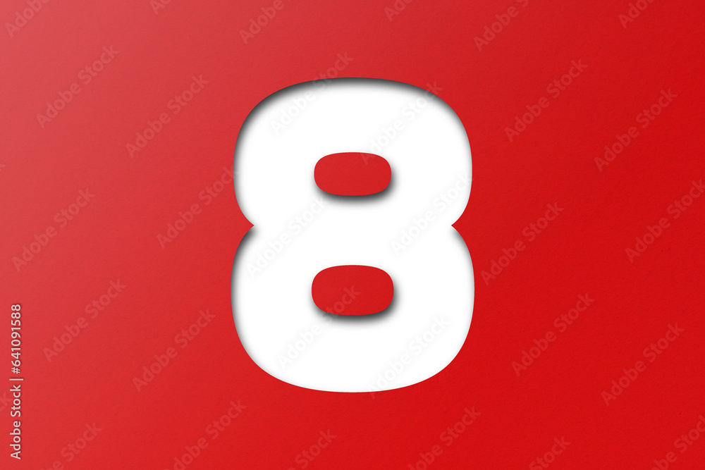 Red paper font number 8 isolated on transparent background. Red paper font number 8 isolated on transparent background.