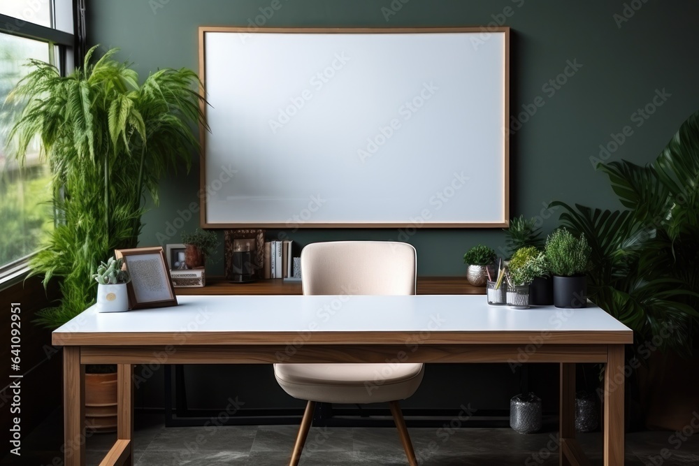 Photo frame on wall with living room setting. Photo frame on wall with living room setting.