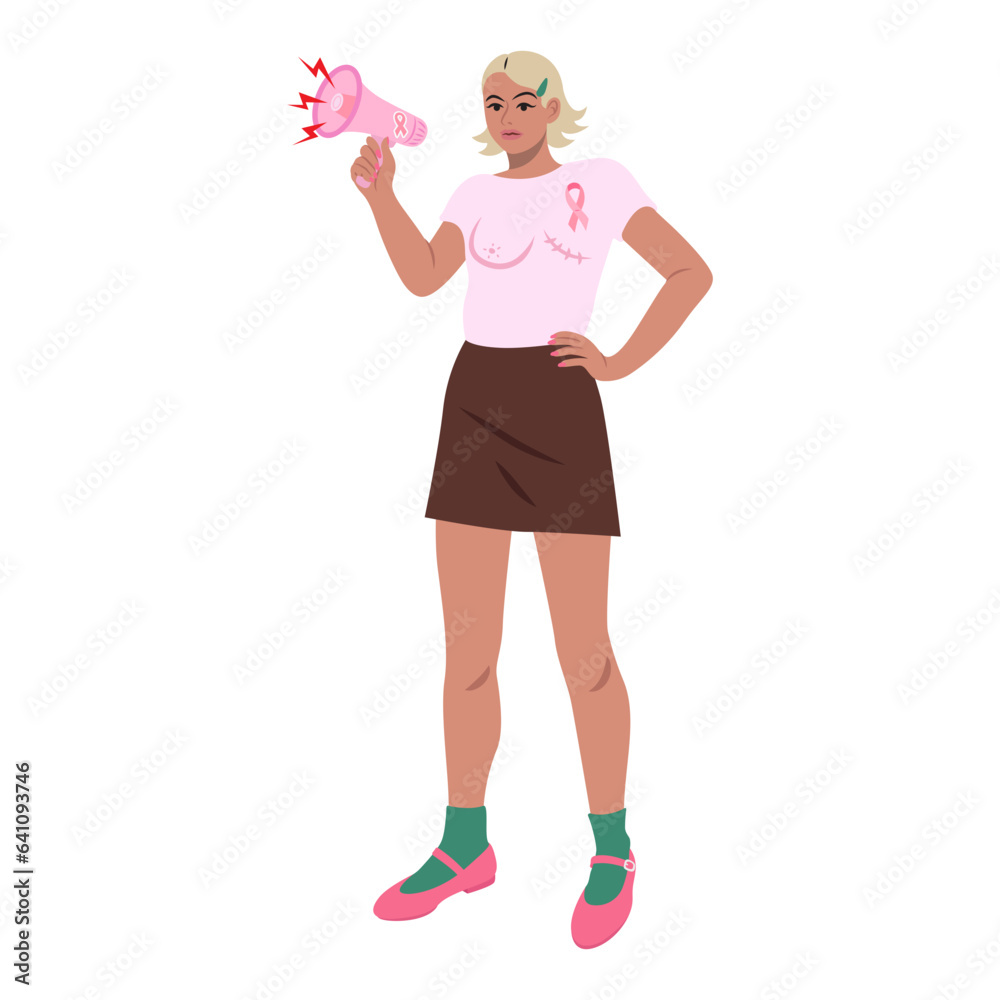 Woman with megaphone flat illustration Woman with megaphone flat illustration