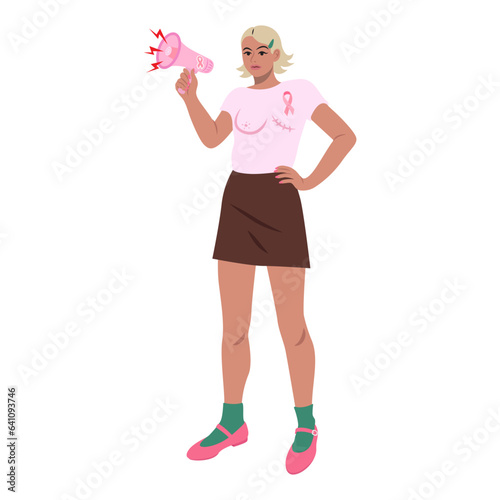 Woman with megaphone flat illustration