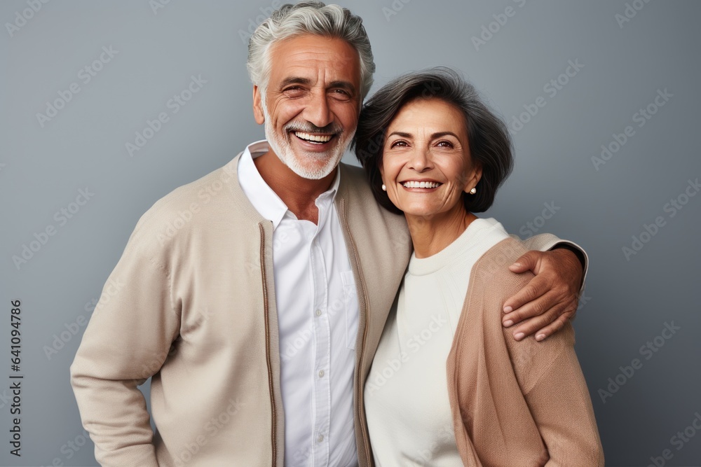 Beautiful gorgeous 50s mid age elderly senior model couple with grey hair laughing and smiling. Mature old man and woman close up portrait. Healthy face skin care beauty, skincare cosmetics, dental. Beautiful gorgeous 50s mid age elderly senior model couple with grey hair laughing and smiling. Mature old man and woman close up portrait. Healthy face skin care beauty, skincare cosmetics, dental.