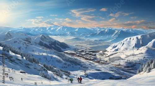Aerial view of a ski slope showing skiers © Increasi