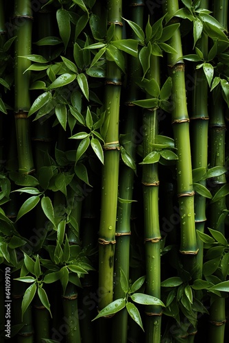 Green bamboo texture. Oriental grass fence seamless pattern. Wallpaper, background