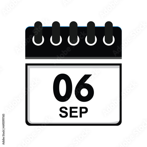 calender icon, 06 september icon with white background photo