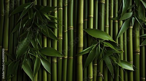 Green bamboo texture. Oriental grass fence seamless pattern. Wallpaper  background