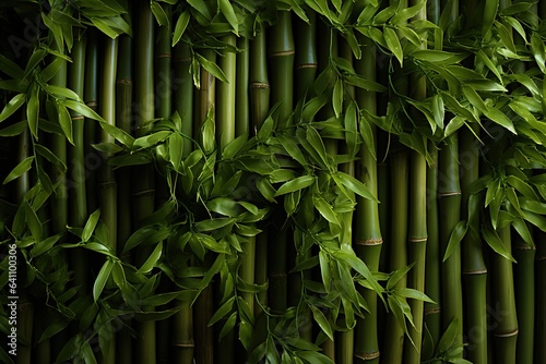 Green bamboo texture. Oriental grass fence seamless pattern. Wallpaper, background © Daniil