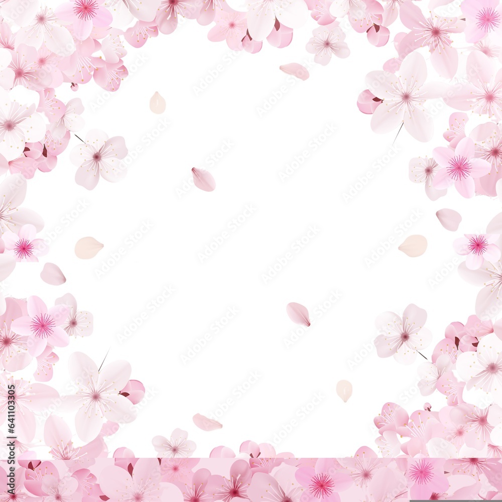 pink cherry blossom, Background of cherry blossoms in full bloom in a garland