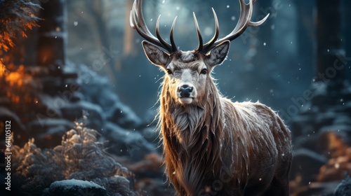 deer in the snow forest © Increasi