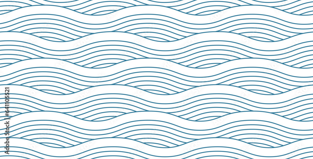 Seamless pattern with blue waves