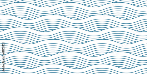 Seamless pattern with blue waves