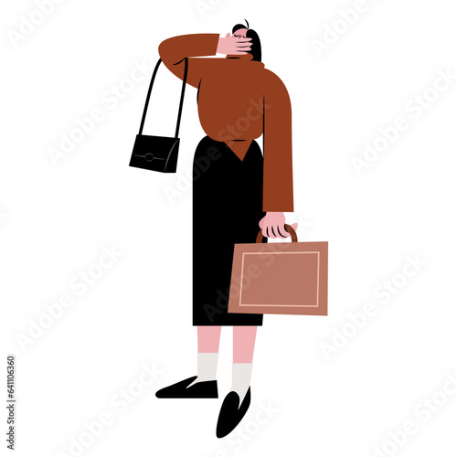 Tired woman flat illustration