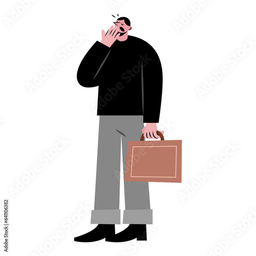 Tired man flat illustration