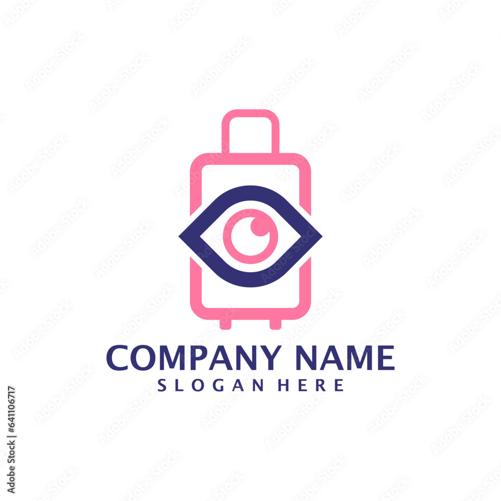 Eye with Suitcase logo design vector. Suitcase logo design template concept