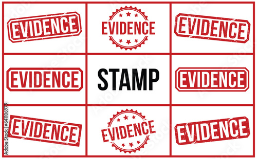 Evidence stamp red rubber stamp on white background. Evidence stamp sign. Evidence stamp.