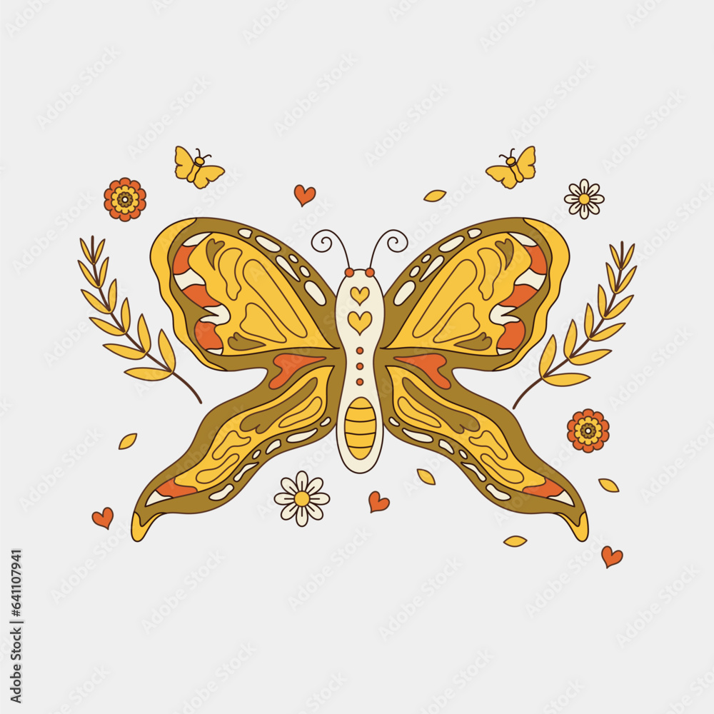 Obraz premium Butterfly Retro Hand Draw
