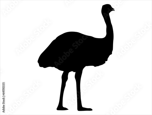 Emu silhouette vector art white background