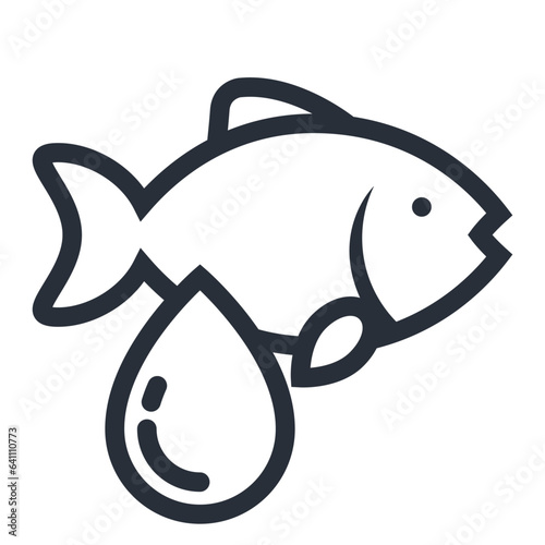 Omega 3, fish oil icon, fish and oil drop sign, food additive, vector