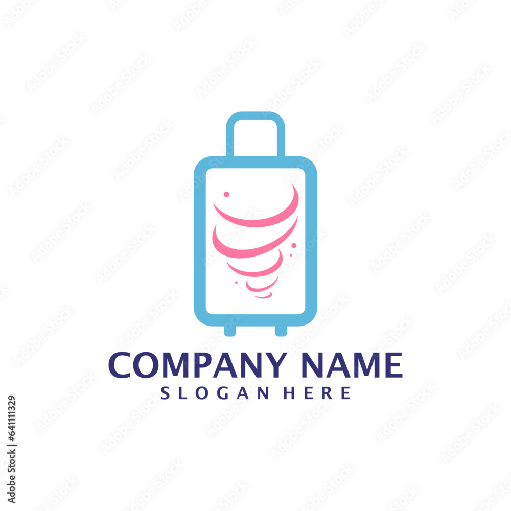 Tornado with Suitcase logo design vector. Suitcase logo design template concept