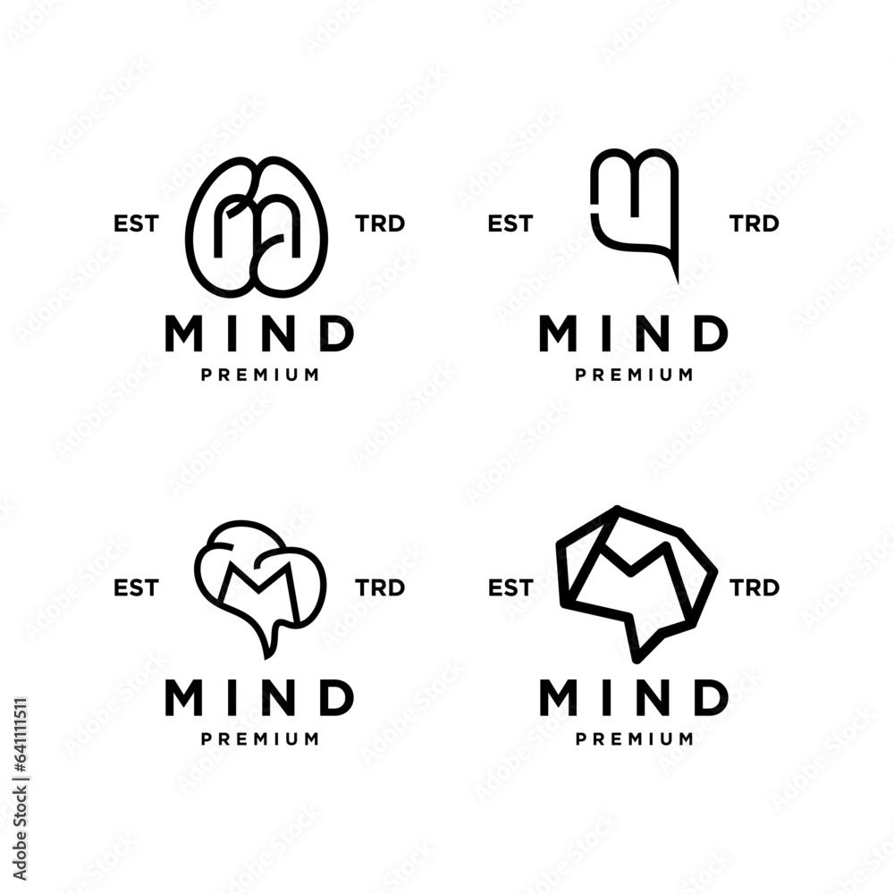 brain mind m Letter logo icon design illustration