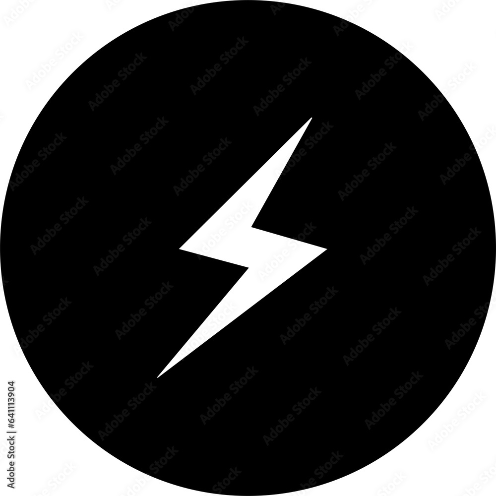 White lightning bolt in the middle of a black circle White lightning bolt in the middle of a black circle