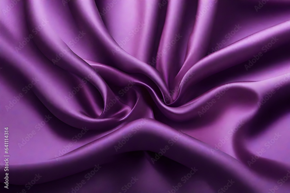 Obraz premium Closeup of rippled purple color satin fabric cloth texture background