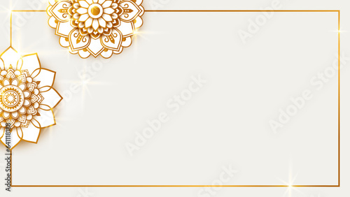 Golden frame with arabesque flower illustration