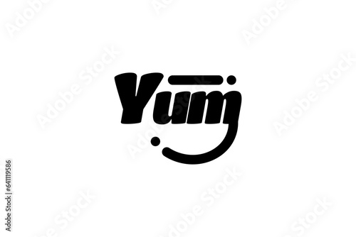 Yum Yum text. Printable graphic tee. Design doodle for print.	
