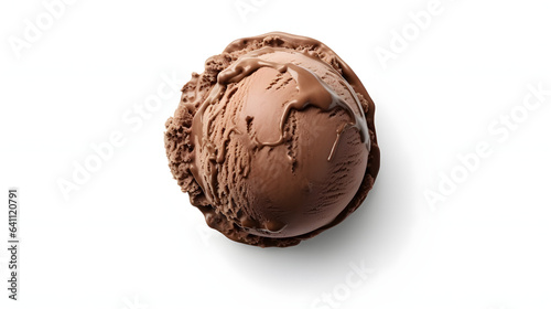 Chocolate ice cream ball isolated on white background
