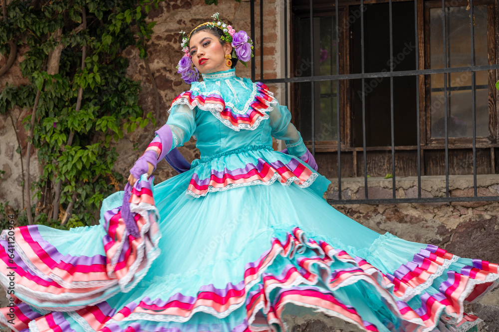 Fototapeta premium Pretty Woman wearing traditional costumes dress typical and folklore