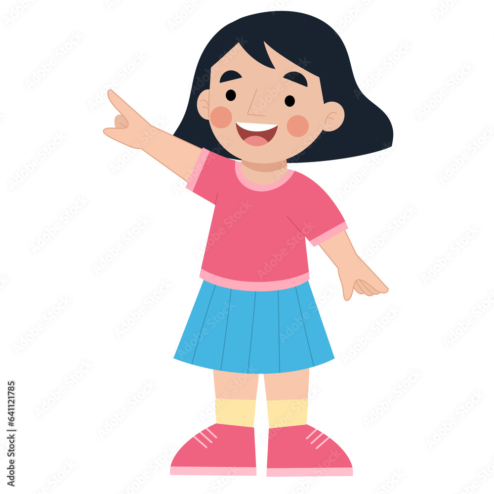 Illustration of a girl pointing finger