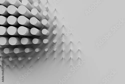 White minimal pattern background the circle pattern changes to a gradual size, 3d rendering